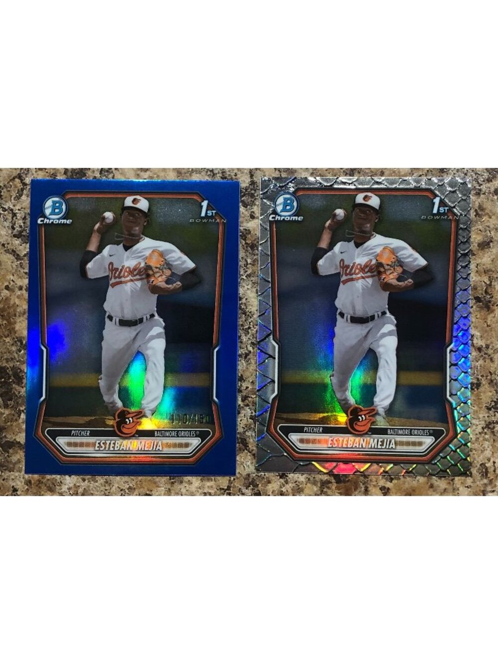 Bowman Chrome 1st 2026 Esteban Mejia True Blue Refractor /150 + Reptilian Refrac